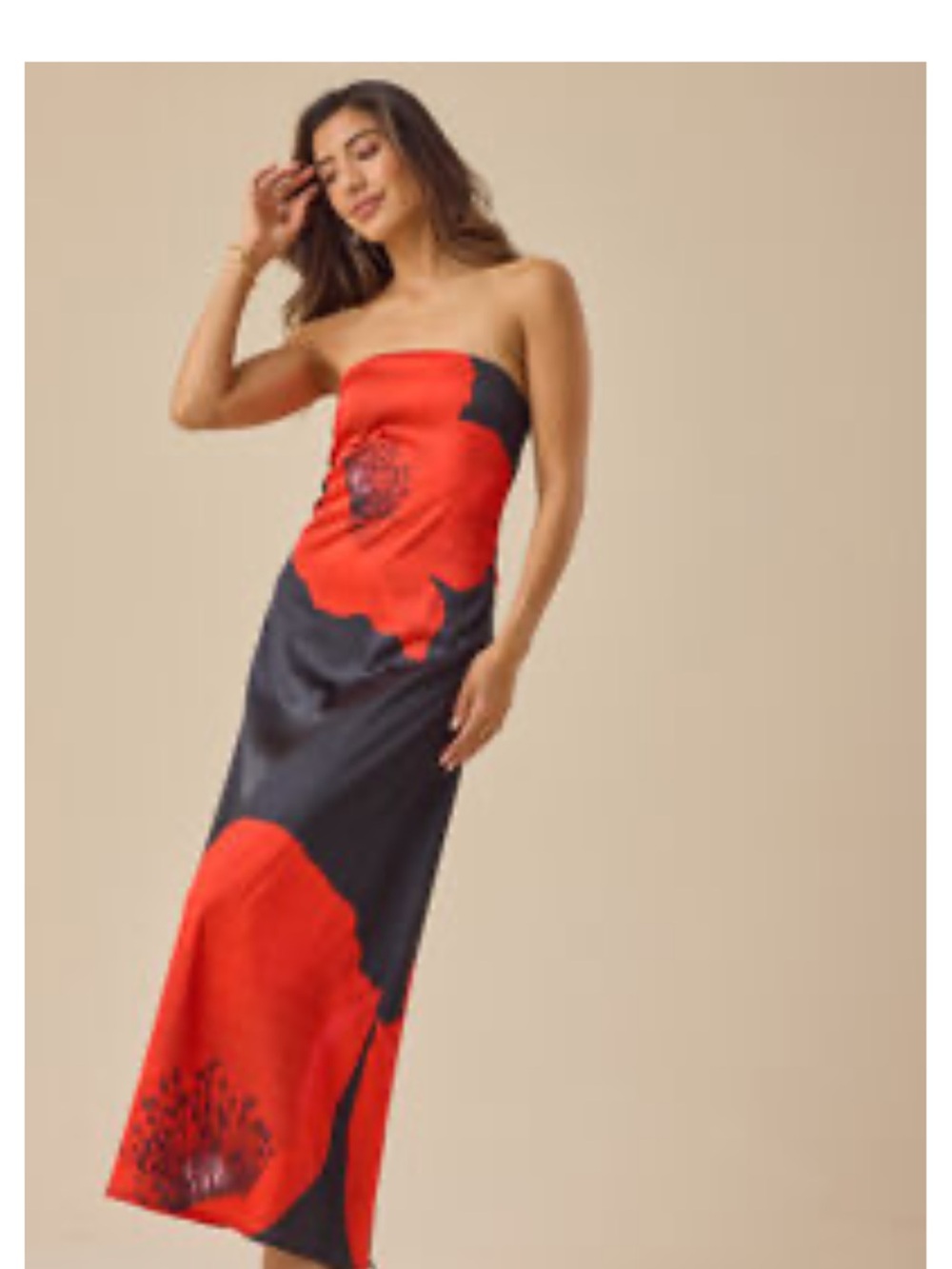 Altar'd State Strapless Red and Black Floral Maxi